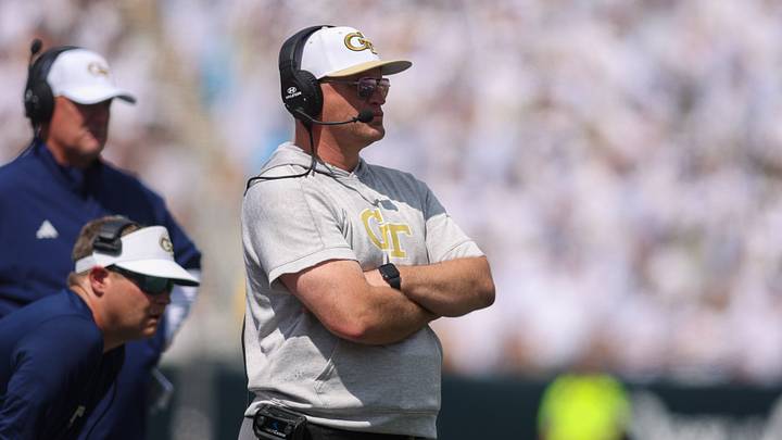 Sep 13, 2025; Atlanta, Georgia, USA; Georgia Tech Yellow Jackets head coach Brent Key on the sideline against the Clemson Tigers in the fourth quarter at Bobby Dodd Stadium at Hyundai Field. Mandatory Credit: Brett Davis-Imagn Images Sep 13, 2025; Atlanta, Georgia, USA; Georgia Tech Yellow Jackets head coach Brent Key on the sideline against the Clemson Tigers in the fourth quarter at Bobby Dodd Stadium at Hyundai Field. Mandatory Credit: Brett Davis-Imagn Images