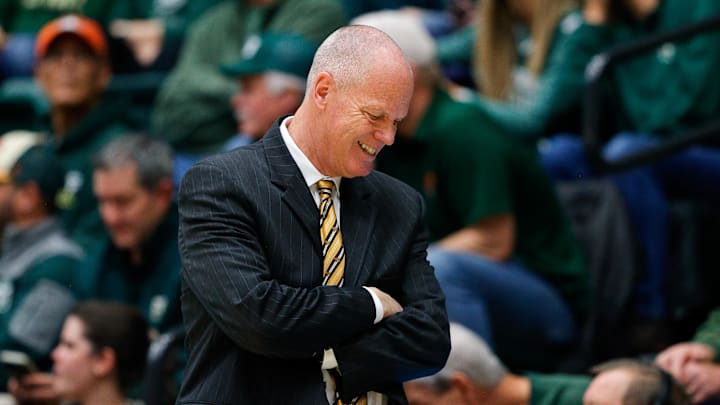 Dec 6, 2025; Fort Collins, Colorado, USA; Colorado Buffaloes head coach Tad Boyle looks on in the first half against the Colorado State Rams at Moby Arena. Mandatory Credit: Isaiah J. Downing-Imagn Images