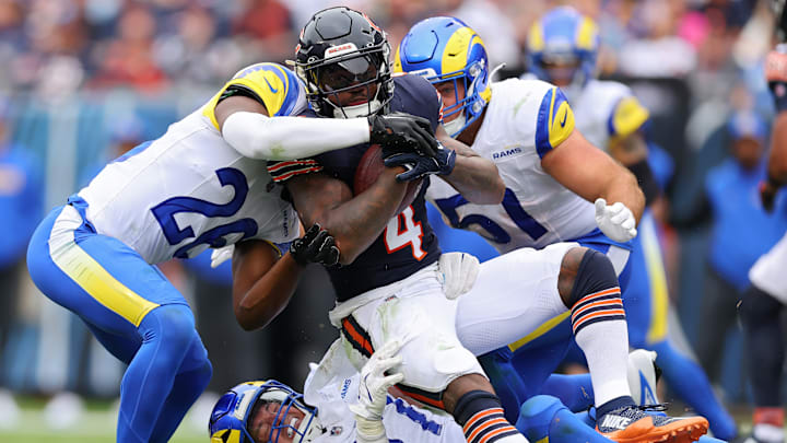 Los Angeles Rams v Chicago Bears, D'Andre Swift, Kamren Kinchens, Troy Reeder, Kobie Turner