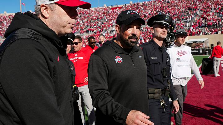 Ohio State Buckeyes head coach Ryan Day leaves the field following the 19-15 win over the Indiana Hoosiers in the NCAA football game at Memorial Stadium Stadium in Bloomington, Ind. on Oct. 17, 2026. Ohio State Buckeyes head coach Ryan Day leaves the field following the 19-15 win over the Indiana Hoosiers in the NCAA football game at Memorial Stadium Stadium in Bloomington, Ind. on Oct. 17, 2026.