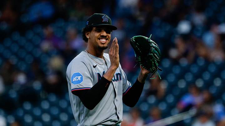 Jun 30, 2026; Denver, Colorado, USA; Miami Marlins starting pitcher Eury Perez (39) reacts at the end of the fifth inning against the Colorado Rockies at Coors Field. Mandatory Credit: Isaiah J. Downing-Imagn Images Jun 30, 2026; Denver, Colorado, USA; Miami Marlins starting pitcher Eury Perez (39) reacts at the end of the fifth inning against the Colorado Rockies at Coors Field. Mandatory Credit: Isaiah J. Downing-Imagn Images