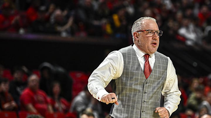 Jan 2, 2026; College Park, Maryland, USA;  Maryland Terrapins head coach Buzz Williams reacts during the second  half against the Oregon Ducks at Xfinity Center. Mandatory Credit: Tommy Gilligan-Imagn Images