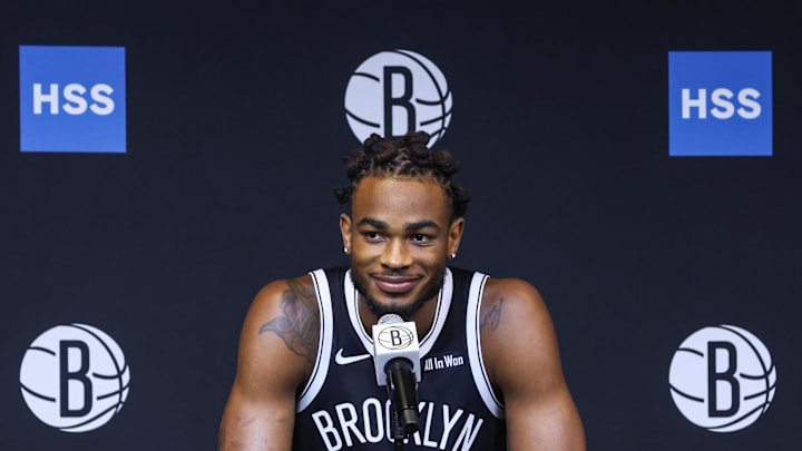 Sep 23, 2025; Brooklyn, NY, USA; Brooklyn Nets center Nic Claxton (33) speaks at Media Day. Mandatory Credit: Wendell Cruz-Imagn Images Sep 23, 2025; Brooklyn, NY, USA; Brooklyn Nets center Nic Claxton (33) speaks at Media Day. Mandatory Credit: Wendell Cruz-Imagn Images