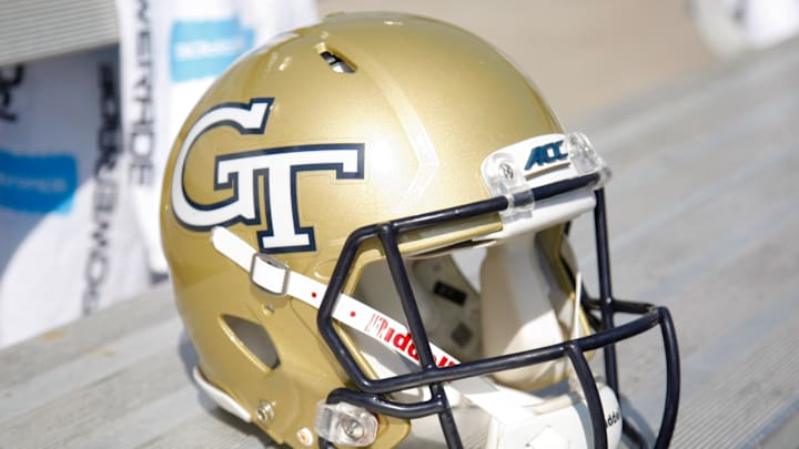 Oct 11, 2014; Atlanta, GA, USA; Georgia Tech Yellow Jackets helmet on the bench against the Duke Blue Devils in the first quarter at Bobby Dodd Stadium. Mandatory Credit: Brett Davis-Imagn Images Oct 11, 2014; Atlanta, GA, USA; Georgia Tech Yellow Jackets helmet on the bench against the Duke Blue Devils in the first quarter at Bobby Dodd Stadium. Mandatory Credit: Brett Davis-Imagn Images