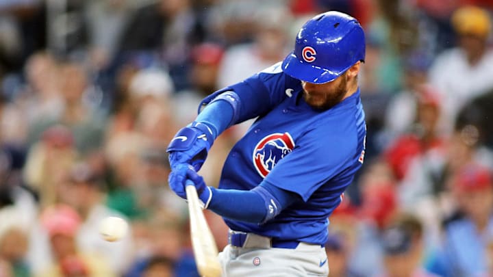 Aug 30, 2024; Washington, District of Columbia, USA; Chicago Cubs right fielder Cody Bellinger (24) hits a two-run home run during the second inning against the Washington Nationals at Nationals Park. Mandatory Credit: Daniel Kucin Jr.-Imagn Images


