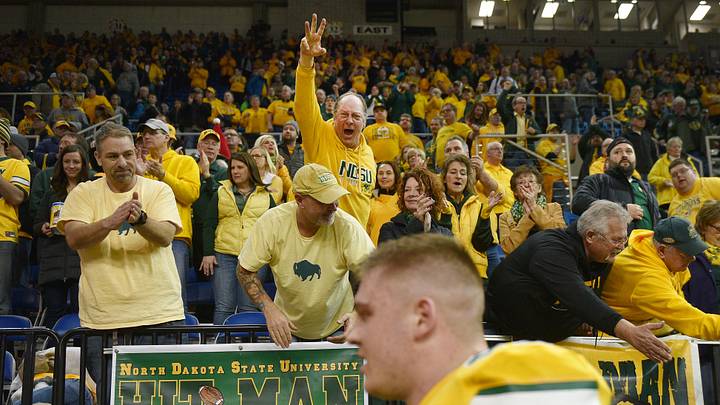 North Dakota State fans celebrate in the Fargodome. North Dakota State fans celebrate in the Fargodome.