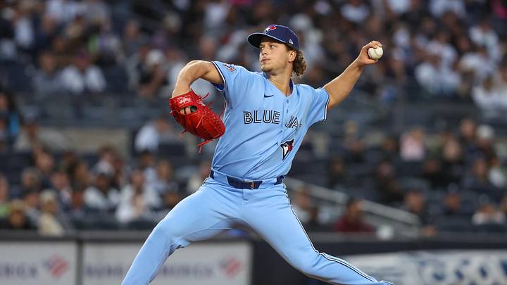 May 21, 2026; Bronx, New York, USA; Toronto Blue Jays relief pitcher Adam MacKo (64) at Yankee Stadium. Mandatory Credit: Wendell Cruz-Imagn Images May 21, 2026; Bronx, New York, USA; Toronto Blue Jays relief pitcher Adam MacKo (64) at Yankee Stadium. Mandatory Credit: Wendell Cruz-Imagn Images