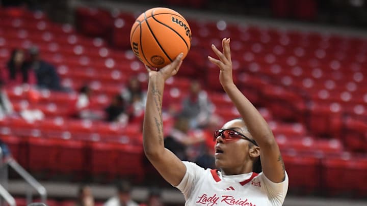 Texas Tech's Sidney Love shoots against Texas State