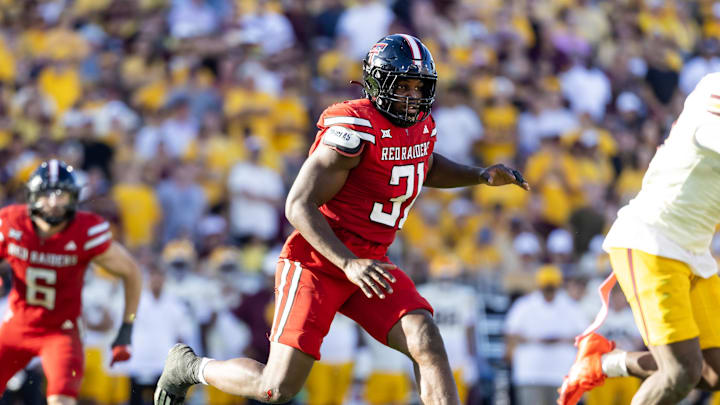 Oct 18, 2025; Tempe, Arizona, USA; Texas Tech Red Raiders linebacker David Bailey (31) against the Arizona State Sun Devils at Mountain America Stadium. Mandatory Credit: Mark J. Rebilas-Imagn Images