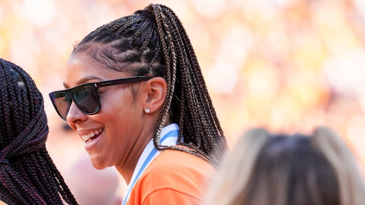 Lady Vols legend Candace Parker during an SEC conference game between Tennessee and Alabama in Neyland Stadium on Saturday, Oct. 19, 2024.