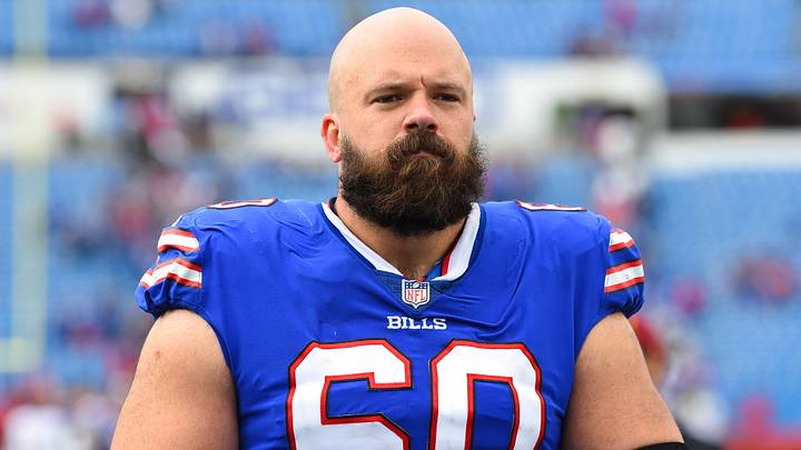 Sep 26, 2021; Orchard Park, New York, USA; Buffalo Bills center Mitch Morse (60) following the game against the Washington Football Team at Highmark Stadium. 