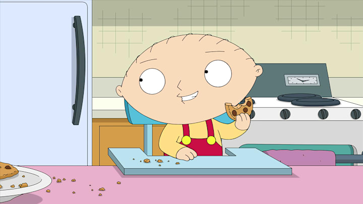 FAMILY GUY: Meg discovers her tears produce delicious cookies, and her, along with her
siblings, enjoy a profit until the success makes her too happy to cry. Meanwhile, Peter and the guys launch a “male talk show” in the “Baking Sad” episode of FAMILY GUY airing Sunday, Dec. 3rd (9:30-10:00 PM ET/PT) on FOX. FAMILY GUY © 2023 by 20th Television