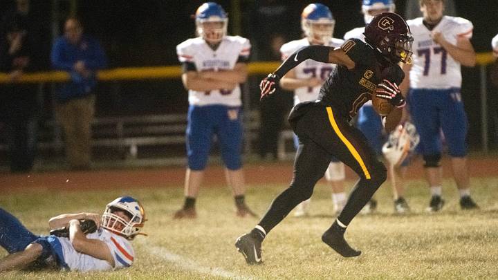 Glassboro's Xavier Sabb runs the ball during the football game between Glassboro and Woodstown played at Glassboro High School on Friday, October 25, 2024. Glassboro defeated Woodstown, 20-7. Glassboro's Xavier Sabb runs the ball during the football game between Glassboro and Woodstown played at Glassboro High School on Friday, October 25, 2024. Glassboro defeated Woodstown, 20-7.
