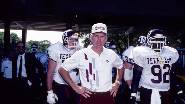 Texas A&M Aggies head coach R.C. Slocum and his team emerging from the tunnel at the game against Missouri Tigers at Faurot Field. Texas A&M Aggies head coach R.C. Slocum and his team emerging from the tunnel at the game against Missouri Tigers at Faurot Field.
