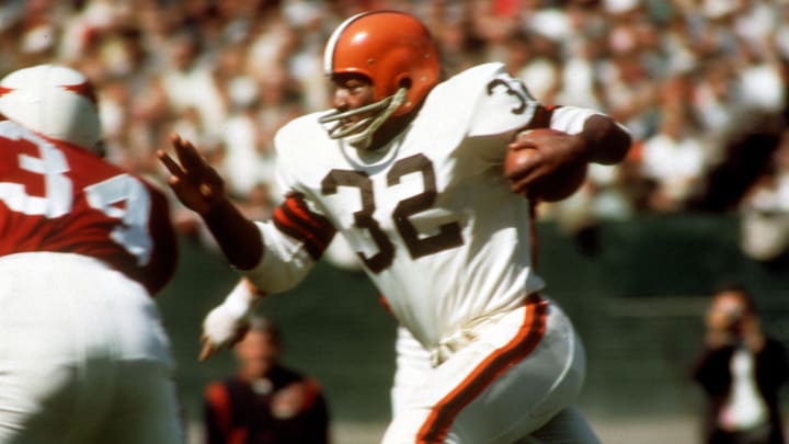 Unknown Date; St. Louis, MO, USA; FILE PHOTO; Cleveland Browns running back (32) Jim Brown in action against the St. Louis Cardinals. Mandatory Credit: Tony Tomsic-USA TODAY NETWORK