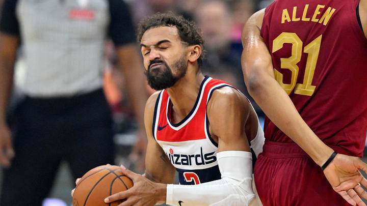Oct 28, 2026; Cleveland, Ohio, USA; Washington Wizards guard Trae Young (3) drives to the basket beside Cleveland Cavaliers center Jarrett Allen (31) in the first quarter at Rocket Arena. Mandatory Credit: David Richard-Imagn Images Oct 28, 2026; Cleveland, Ohio, USA; Washington Wizards guard Trae Young (3) drives to the basket beside Cleveland Cavaliers center Jarrett Allen (31) in the first quarter at Rocket Arena. Mandatory Credit: David Richard-Imagn Images