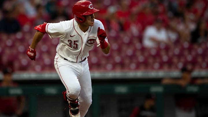 Cincinnati Reds second baseman Alejo Lopez (35) runs.