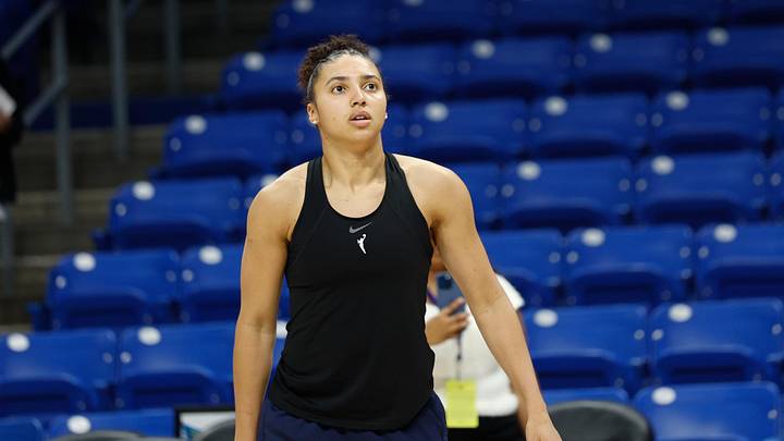 Jun 11, 2026; Arlington, Texas, USA; Dallas Wings guard Azzi Fudd (35) during warmups ahead of the game against the Phoenix Mercury at College Park Center. Mandatory Credit: Chris Jones-Imagn Images Jun 11, 2026; Arlington, Texas, USA; Dallas Wings guard Azzi Fudd (35) during warmups ahead of the game against the Phoenix Mercury at College Park Center. Mandatory Credit: Chris Jones-Imagn Images