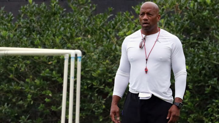 Oklahoma wide receivers coach Emmett Jones Oklahoma wide receivers coach Emmett Jones