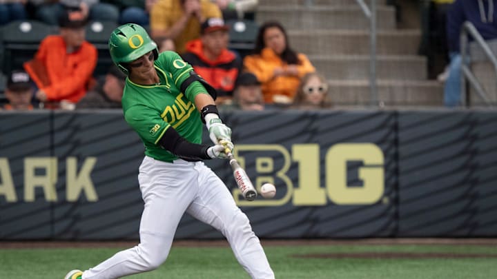 Anson Aroz ripped a double and two singles in Oregon's Big Ten Tournament win over Michigan State, good for three RBIs.
