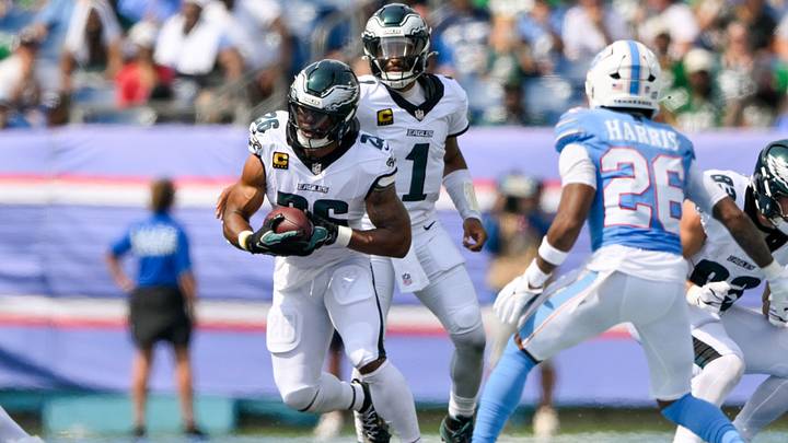 Sep 20, 2026; Nashville, Tennessee, USA; Philadelphia Eagles running back Saquon Barkley (26) runs with the ball against the Tennessee Titans during the second half at Nissan Stadium. Mandatory Credit: Steve Roberts-Imagn Images Sep 20, 2026; Nashville, Tennessee, USA; Philadelphia Eagles running back Saquon Barkley (26) runs with the ball against the Tennessee Titans during the second half at Nissan Stadium. Mandatory Credit: Steve Roberts-Imagn Images