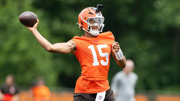 Jun 9, 2026; Berea, OH, USA; Cleveland Browns quarterback Taylen Green (15) throws the ball during mandatory mini camp at Cross Country Mortgage Campus. Mandatory Credit: Scott Galvin-Imagn Images Jun 9, 2026; Berea, OH, USA; Cleveland Browns quarterback Taylen Green (15) throws the ball during mandatory mini camp at Cross Country Mortgage Campus. Mandatory Credit: Scott Galvin-Imagn Images