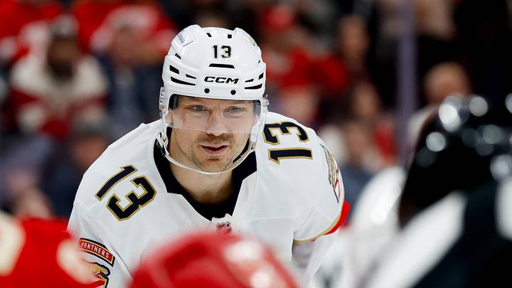 Mar 6, 2026; Detroit, Michigan, USA; Florida Panthers center Sam Reinhart (13) gets set during a face-off in the first period against the Detroit Red Wings at Little Caesars Arena. Mandatory Credit: Rick Osentoski-Imagn Images Mar 6, 2026; Detroit, Michigan, USA; Florida Panthers center Sam Reinhart (13) gets set during a face-off in the first period against the Detroit Red Wings at Little Caesars Arena. Mandatory Credit: Rick Osentoski-Imagn Images