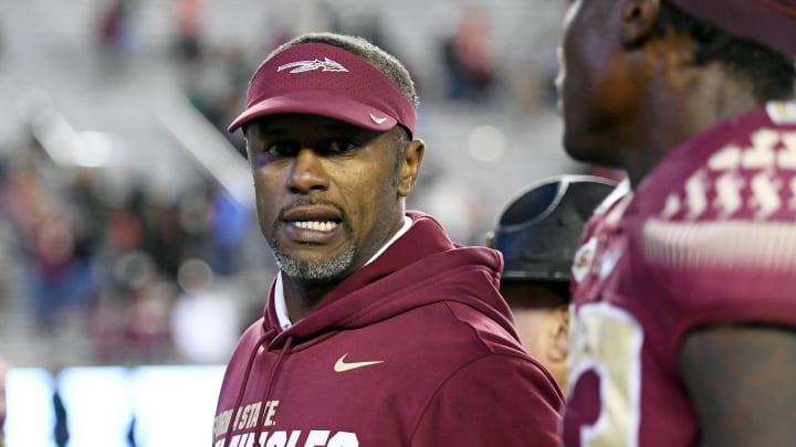 Nov 2, 2019; Tallahassee, FL, USA; Florida State Seminoles head coach Willie Taggart walks off the field after the loss to the  Miami Hurricanes at Doak Campbell Stadium. Mandatory Credit: Melina Myers-USA TODAY Sports