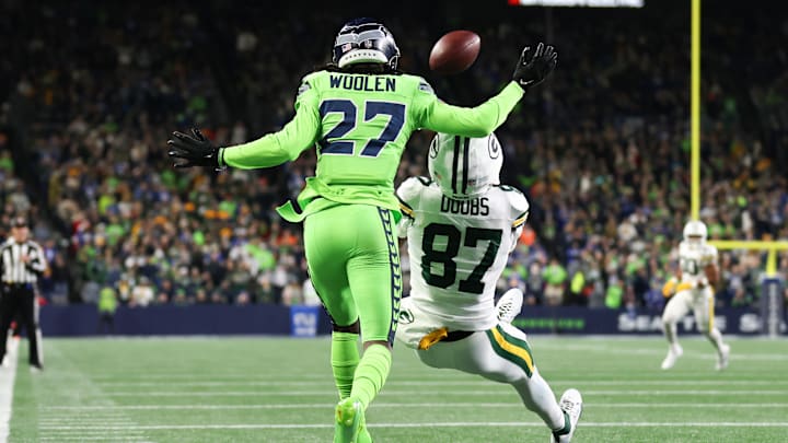 Riq Woolen of the Seattle Seahawks
