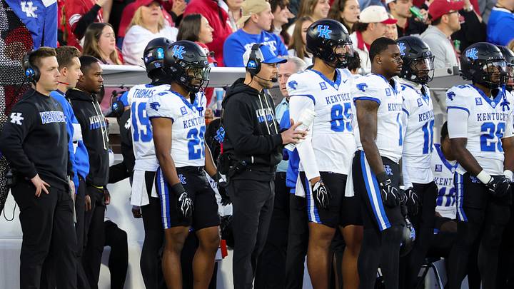 Oct 17, 2026; Norman, Oklahoma, USA; Kentucky Wildcats head coach Will Stein looks on during the first quarter against the Oklahoma Sooners at Gaylord Family-Oklahoma Memorial Stadium. Mandatory Credit: Kevin Jairaj-Imagn Images Oct 17, 2026; Norman, Oklahoma, USA; Kentucky Wildcats head coach Will Stein looks on during the first quarter against the Oklahoma Sooners at Gaylord Family-Oklahoma Memorial Stadium. Mandatory Credit: Kevin Jairaj-Imagn Images