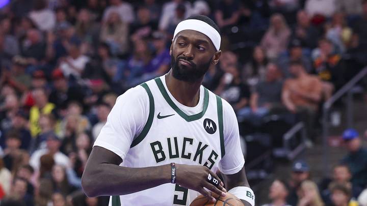 Mar 19, 2026; Salt Lake City, Utah, USA; Milwaukee Bucks forward Bobby Portis (9) reacts after a play against the Utah Jazz during the second half at Delta Center. Mandatory Credit: Rob Gray-Imagn Images