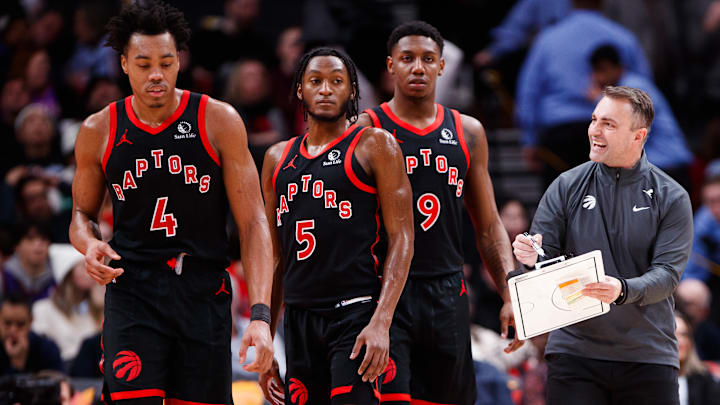 Darko Rajakovic, Scottie Barnes, Immanuel Quickley, RJ Barrett, Toronto Raptors