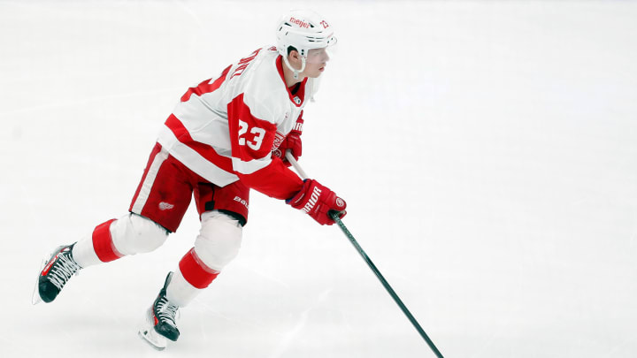 Apr 11, 2024; Pittsburgh, Pennsylvania, USA; Detroit Red Wings left wing Lucas Raymond (23) warms up against the Pittsburgh Penguins at PPG Paints Arena. Mandatory Credit: Charles LeClaire-USA TODAY Sports Apr 11, 2024; Pittsburgh, Pennsylvania, USA; Detroit Red Wings left wing Lucas Raymond (23) warms up against the Pittsburgh Penguins at PPG Paints Arena. Mandatory Credit: Charles LeClaire-USA TODAY Sports