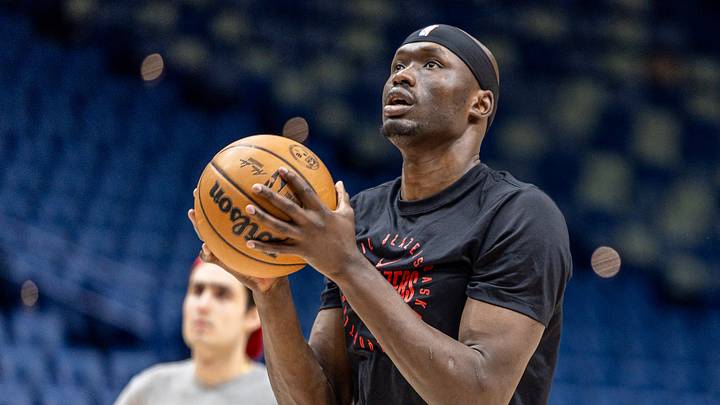 Portland Trail Blazers center Duop Reath (26) during warmups before the game against the New Orleans Pelicans at Smoothie King Center.