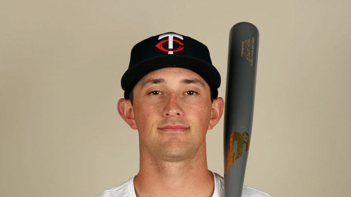 Feb 22, 2024; Lee County, FL, USA;  Minnesota Twins infielder Brooks Lee (72) poses for a photo during photo day at Hammond Stadium. Mandatory Credit: Kim Klement Neitzel-USA TODAY Sports
