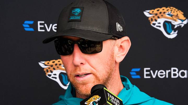 Jacksonville Jaguars head coach Liam Coen talks during a press conference after the second day of minicamp at the Miller Electric Center, Wednesday, June 10, 2026, in Jacksonville. [Doug Engle/Florida Times-Union]