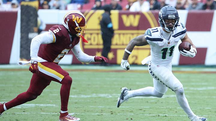 Sep 27, 2026; Landover, Maryland, USA; Seattle Seahawks wide receiver Jaxon Smith-Njigba (11) makes a catch against Washington Commanders cornerback Amik Robertson (2) at Northwest Stadium. Mandatory Credit: Amber Searls-Imagn Images Sep 27, 2026; Landover, Maryland, USA; Seattle Seahawks wide receiver Jaxon Smith-Njigba (11) makes a catch against Washington Commanders cornerback Amik Robertson (2) at Northwest Stadium. Mandatory Credit: Amber Searls-Imagn Images