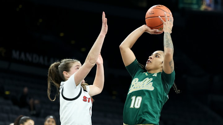 Edyn Battle (10) had 14 points and 10 assists for USF in the win over Wichita State