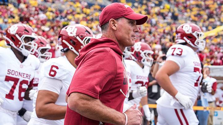 Oklahoma head coach Brent Venables runs onto the field with players for practice at Michigan Stadium in Ann Arbor ahead of the game between Michigan and Oklahoma on Saturday, Sept. 12, 2026. Oklahoma head coach Brent Venables runs onto the field with players for practice at Michigan Stadium in Ann Arbor ahead of the game between Michigan and Oklahoma on Saturday, Sept. 12, 2026.