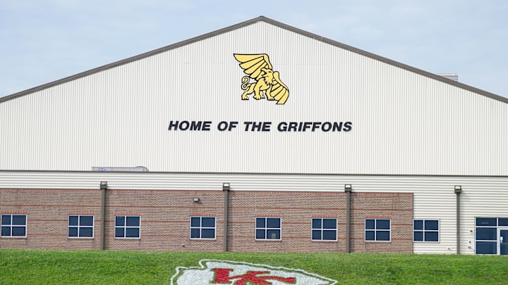 Jul 22, 2025; St. Joseph, MO, USA; A general view of the Kansas City Chiefs training camp logo during training camp at Missouri Western State University. Mandatory Credit: Denny Medley-Imagn Images Jul 22, 2025; St. Joseph, MO, USA; A general view of the Kansas City Chiefs training camp logo during training camp at Missouri Western State University. Mandatory Credit: Denny Medley-Imagn Images