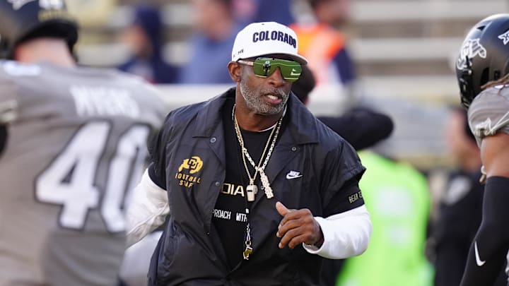 Nov 1, 2025; Boulder, Colorado, USA; Colorado Buffaloes head coach Deion Sanders before the game against the Arizona Wildcats at Folsom Field. Mandatory Credit: Ron Chenoy-Imagn Images Nov 1, 2025; Boulder, Colorado, USA; Colorado Buffaloes head coach Deion Sanders before the game against the Arizona Wildcats at Folsom Field. Mandatory Credit: Ron Chenoy-Imagn Images