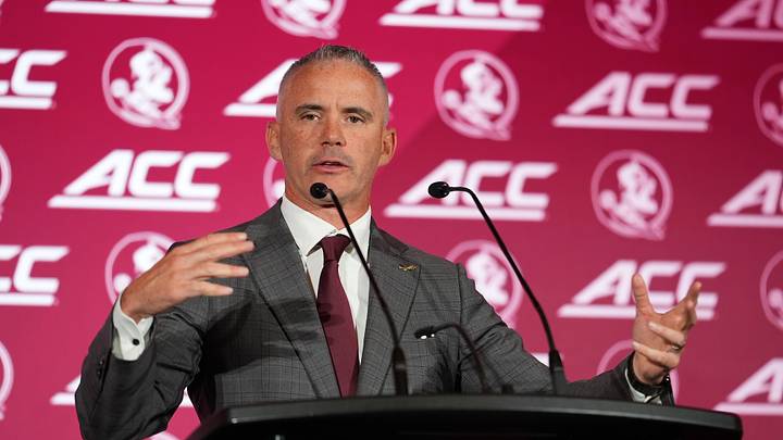 Jul 15, 2026; Charlotte, NC, USA; Florida State Seminoles head coach Mike Norvell speaks to the media during ACC Media Days at Hilton Charlotte Uptown. Mandatory Credit: Jim Dedmon-Imagn Images Jul 15, 2026; Charlotte, NC, USA; Florida State Seminoles head coach Mike Norvell speaks to the media during ACC Media Days at Hilton Charlotte Uptown. Mandatory Credit: Jim Dedmon-Imagn Images
