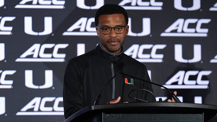 Oct 7, 2026; Charlotte, NC, USA; Miami Hurricanes head coach Jai Lucas answers questions from the media during the ACC Tip-Off in Charlotte, NC. Mandatory Credit: Jim Dedmon-Imagn Images Oct 7, 2026; Charlotte, NC, USA; Miami Hurricanes head coach Jai Lucas answers questions from the media during the ACC Tip-Off in Charlotte, NC. Mandatory Credit: Jim Dedmon-Imagn Images