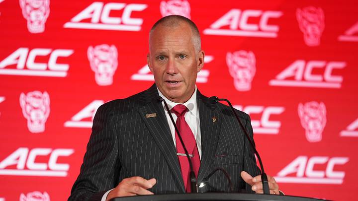 Jul 15, 2026; Charlotte, NC, USA; NC State head coach Dave Doeren speaks to the media during ACC Media Days at Hilton Charlotte Uptown. Mandatory Credit: Jim Dedmon-Imagn Images Jul 15, 2026; Charlotte, NC, USA; NC State head coach Dave Doeren speaks to the media during ACC Media Days at Hilton Charlotte Uptown. Mandatory Credit: Jim Dedmon-Imagn Images