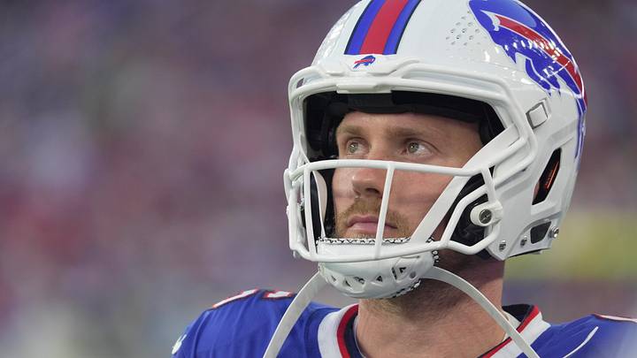 Buffalo Bills quarterback Shane Buechele looks at the big screen before heading back out onto the field during first half action of the Bills preseason game against the Pittsburgh Steelers at Highmark Stadium on Aug. 27, 2026. Buffalo Bills quarterback Shane Buechele looks at the big screen before heading back out onto the field during first half action of the Bills preseason game against the Pittsburgh Steelers at Highmark Stadium on Aug. 27, 2026.