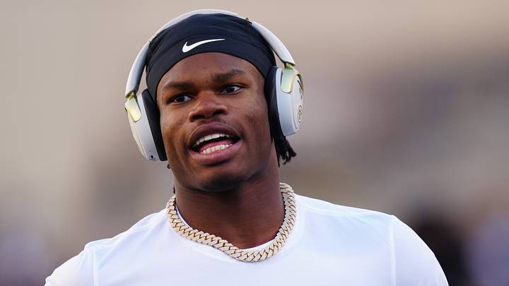 Nov 16, 2024; Boulder, Colorado, USA; Colorado Buffaloes wide receiver Travis Hunter (12) before the game against the Utah Utes at Folsom Field. Mandatory Credit: Ron Chenoy-Imagn Images Nov 16, 2024; Boulder, Colorado, USA; Colorado Buffaloes wide receiver Travis Hunter (12) before the game against the Utah Utes at Folsom Field. Mandatory Credit: Ron Chenoy-Imagn Images