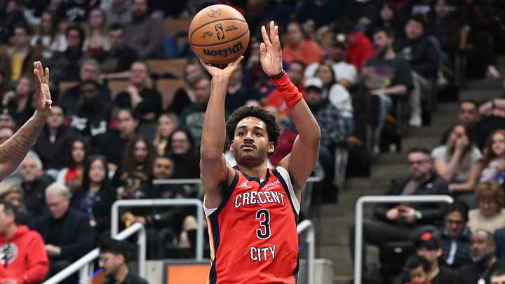 Mar 27, 2026; Toronto, Ontario, CAN; New Orleans Pelicans guard Jordan Poole (3) shoots against the Toronto Raptors in the first half at Scotiabank Arena. Mandatory Credit: Dan Hamilton-Imagn Images Mar 27, 2026; Toronto, Ontario, CAN; New Orleans Pelicans guard Jordan Poole (3) shoots against the Toronto Raptors in the first half at Scotiabank Arena. Mandatory Credit: Dan Hamilton-Imagn Images