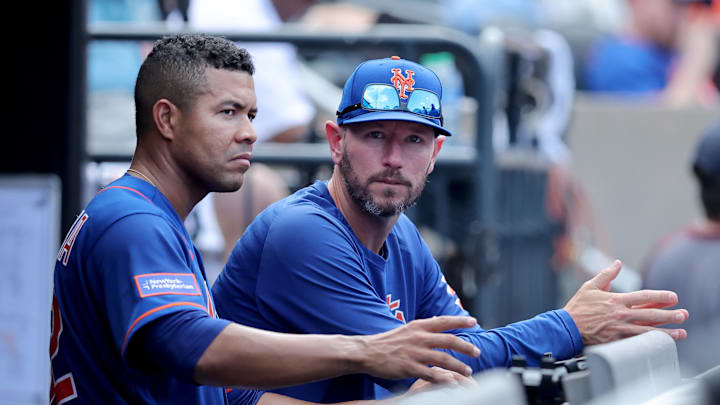 Jul 20, 2023; New York City, New York, USA; New York Mets starting pitcher Jose Quintana (62) talks