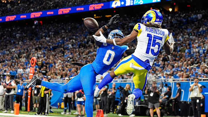 Detroit Lions cornerback Terrion Arnold (0). Detroit Lions cornerback Terrion Arnold (0).