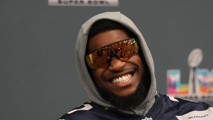 Seattle Seahawks cornerback Devon Witherspoon talks to media members at the San Jose Marriott. Seattle Seahawks cornerback Devon Witherspoon talks to media members at the San Jose Marriott.